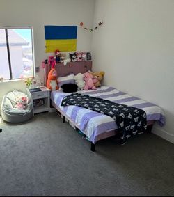 Full Size Velvet Platform Bed Frame - Pink/Mauve (Optional Mattress)