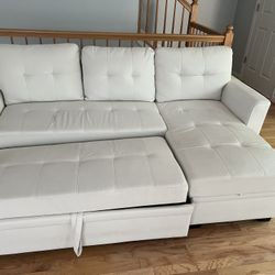 Free White Faux Leather Sectional 