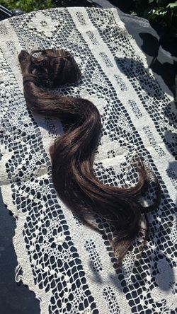 Human Hair Extension Clip On Brown 16"