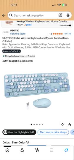 UBOTIE Wireless Keyboard and Mouse Combo