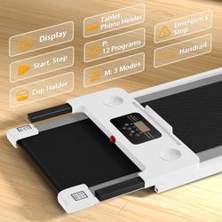 3.0 HP Foldable Portable Folding Small Treadmills for Home Office with 300 LBS Capacity, Walking Running Exercise Electric Compact Treadmill with LED 