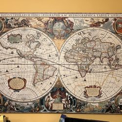 Vintage Canvas Painting Map