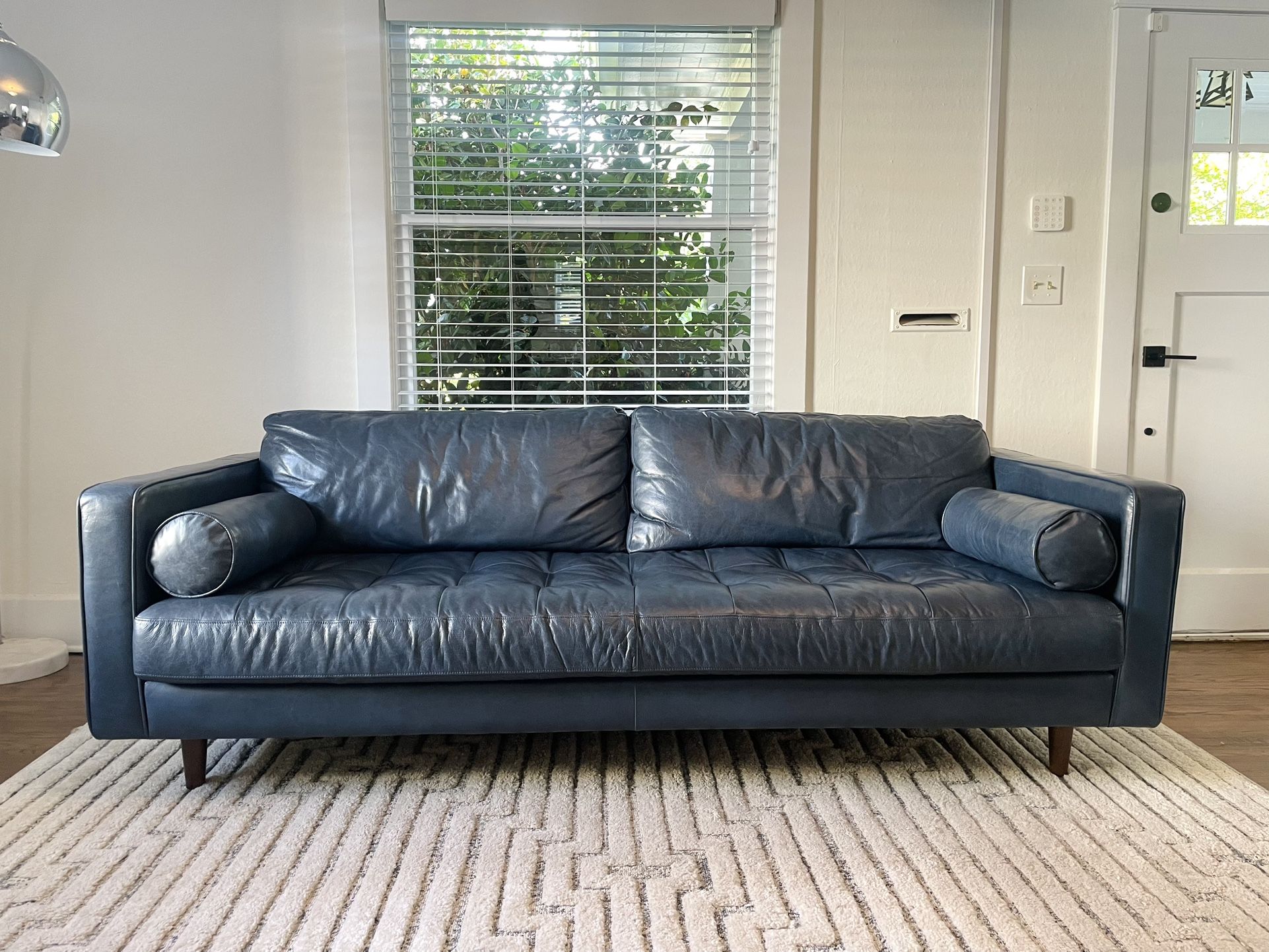Leather Couch: Sven Oxford Blue Sofa