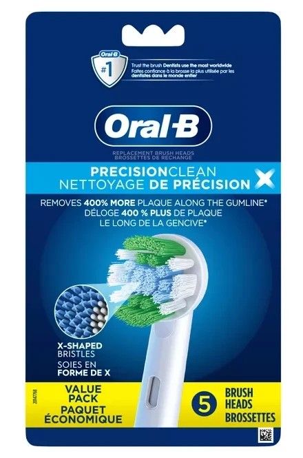 (NEW) Oral-B Precision Clean X-Filament Replacement Brush Heads 5-Pack