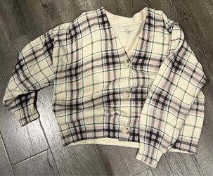 LOFT Plaid Cardigan XL