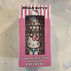 Hello Kitty Glass Water Pitcher With Cup