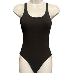 Black Ribbed Sexy Fitted Tank Bodysuit Size Small
