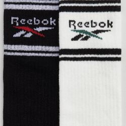 Reebok 2 Pair Of Knee Socks, White/Black, Size 4.5-6.5