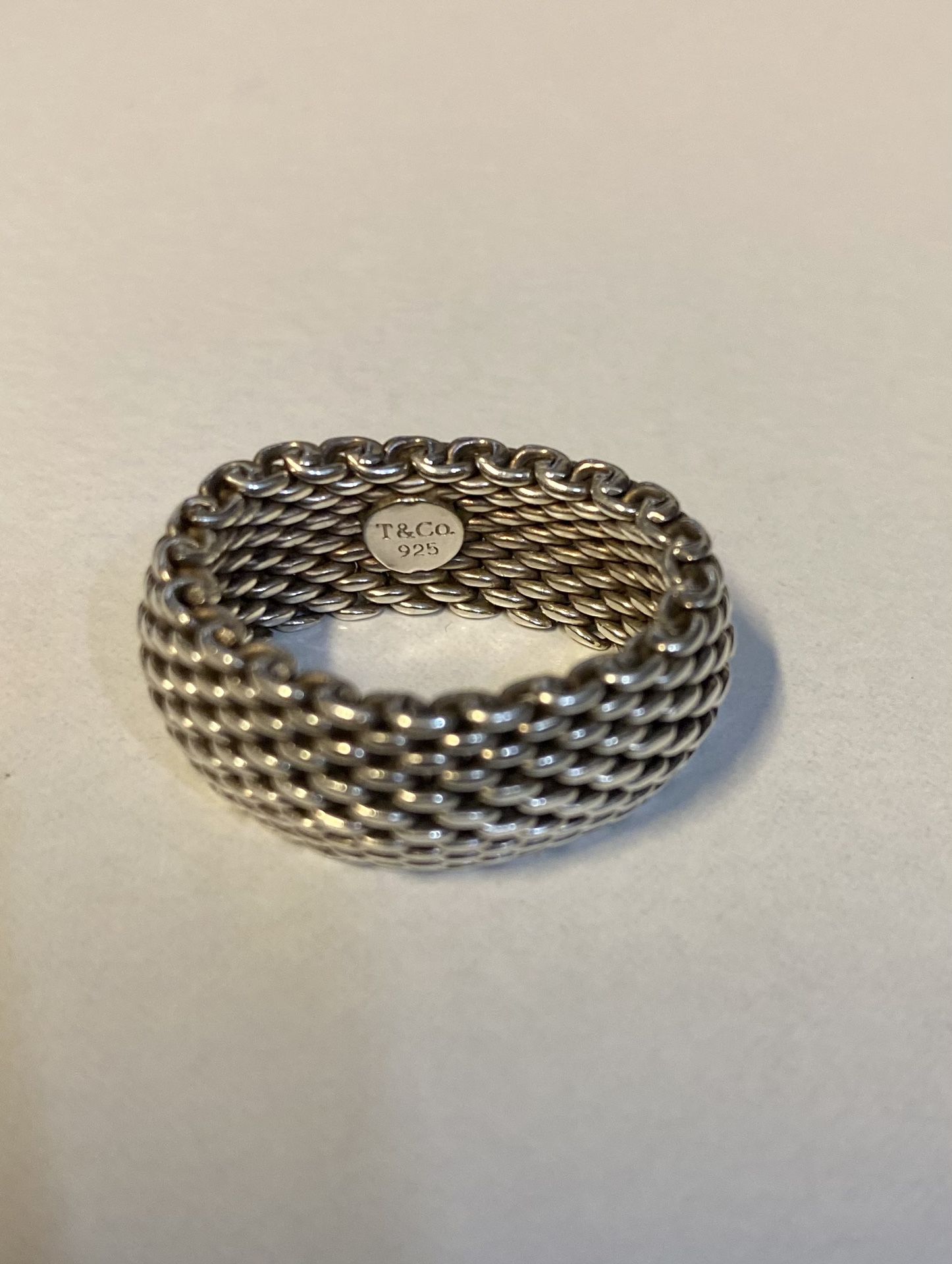 Authentic Tiffany & Co. 925 Sterling Silver Somerset Mesh Ring
