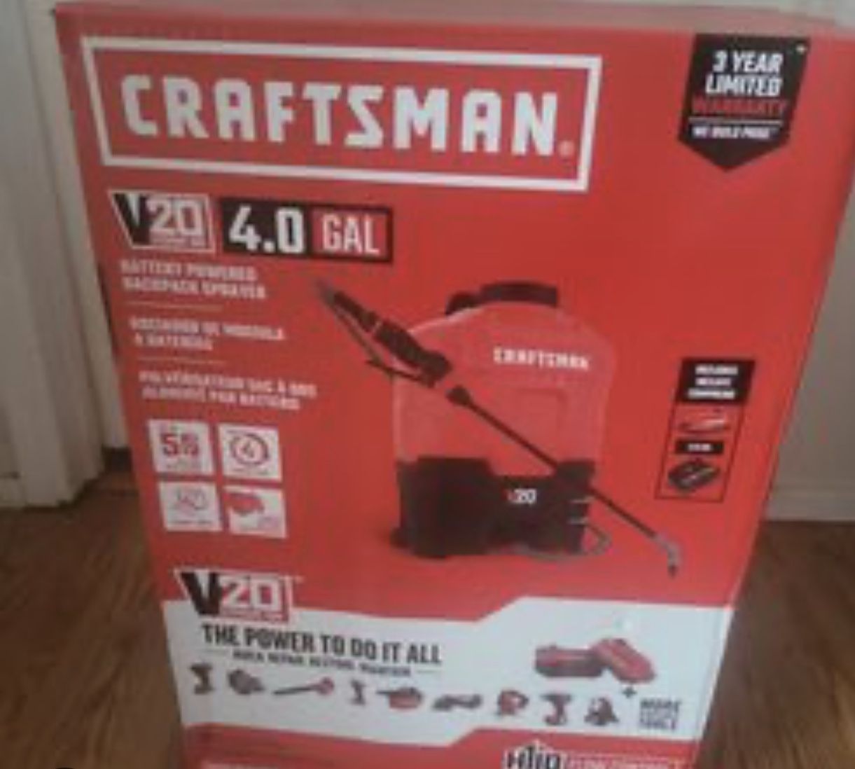 CRAFTSMAN 4-Gallon Plastic 20-volt Battery Powered Backpack Sprayer