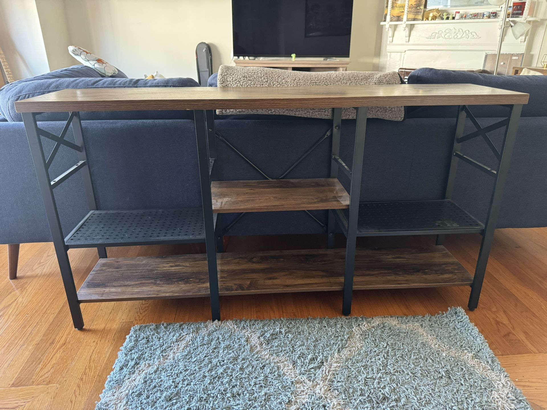 Brown Console Table With Shelving