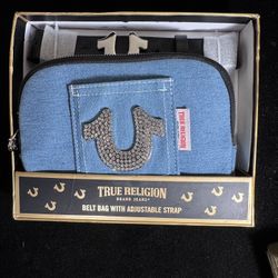 True Religion Denim Belt Bag w/ Adjustable Strap S/M New in Box Rhinestone Logo
