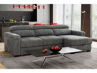 Lucious Gray Double Slider Power Sectional Sofa w/ Storage RAF Chaise
