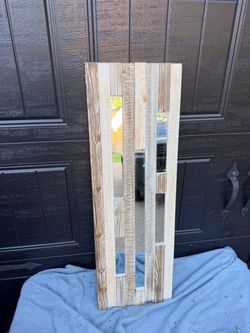 Rustic Wood Panel Wall Mirror