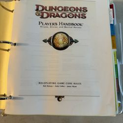 Dungeons & Dragons Players Handbook printed in a binder