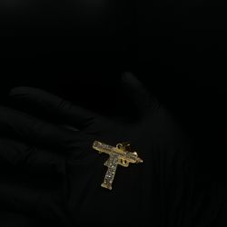 Gold Plated-diamond Gun Pendant