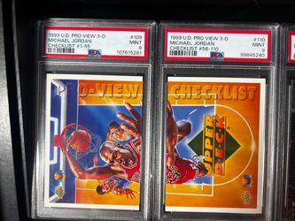 Upper Deck 1993 Pro View 3-D Michael Jordan PSA 9 Lot (2) Checklists #109-110