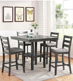 5-Piece Counter Height Dining Set Gray