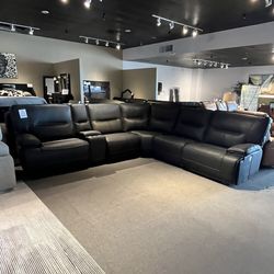Black 6pc Power Reclining Sectional Couch