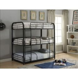 Brand New Black Triple Twin Bunk Bed