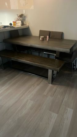 Wood Table With Bench