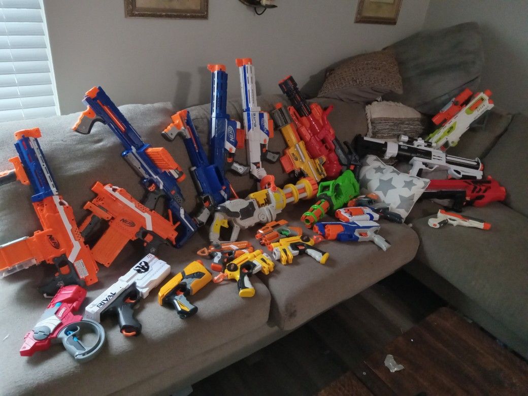 Nerf And Rival Lot 24 Blasters