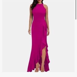 WOOSUNZE Women's High Neck Split Bodycon Mermaid Evening Party Long Dress