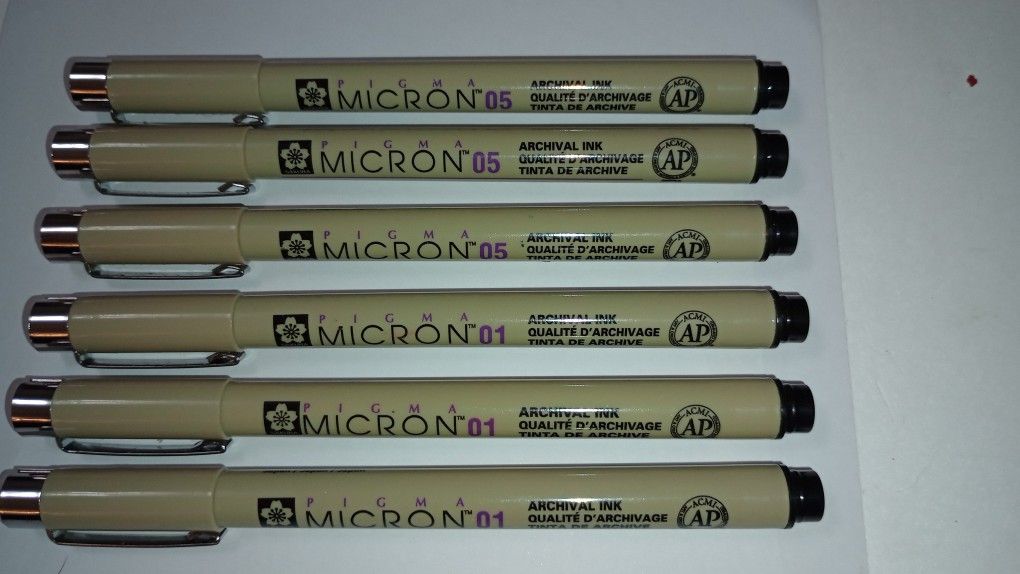 Sakura Pigma Micron Pens- 3 of 01 & 3 of 05