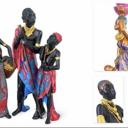 🔥 African Art Decor Figurine Set – Hand-Painted – Unique Pieces 🔥