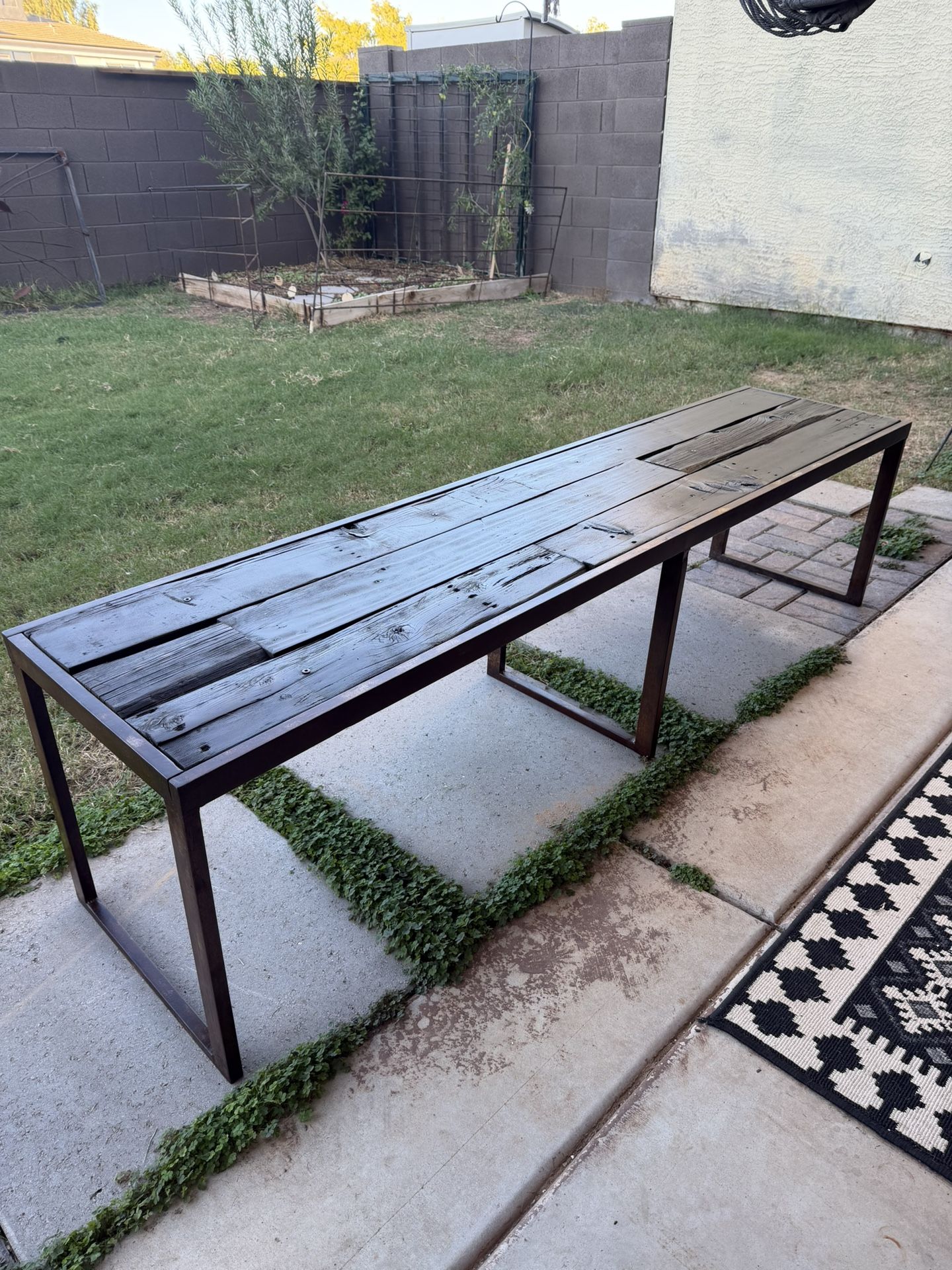 Wood And Metal Garden Bench