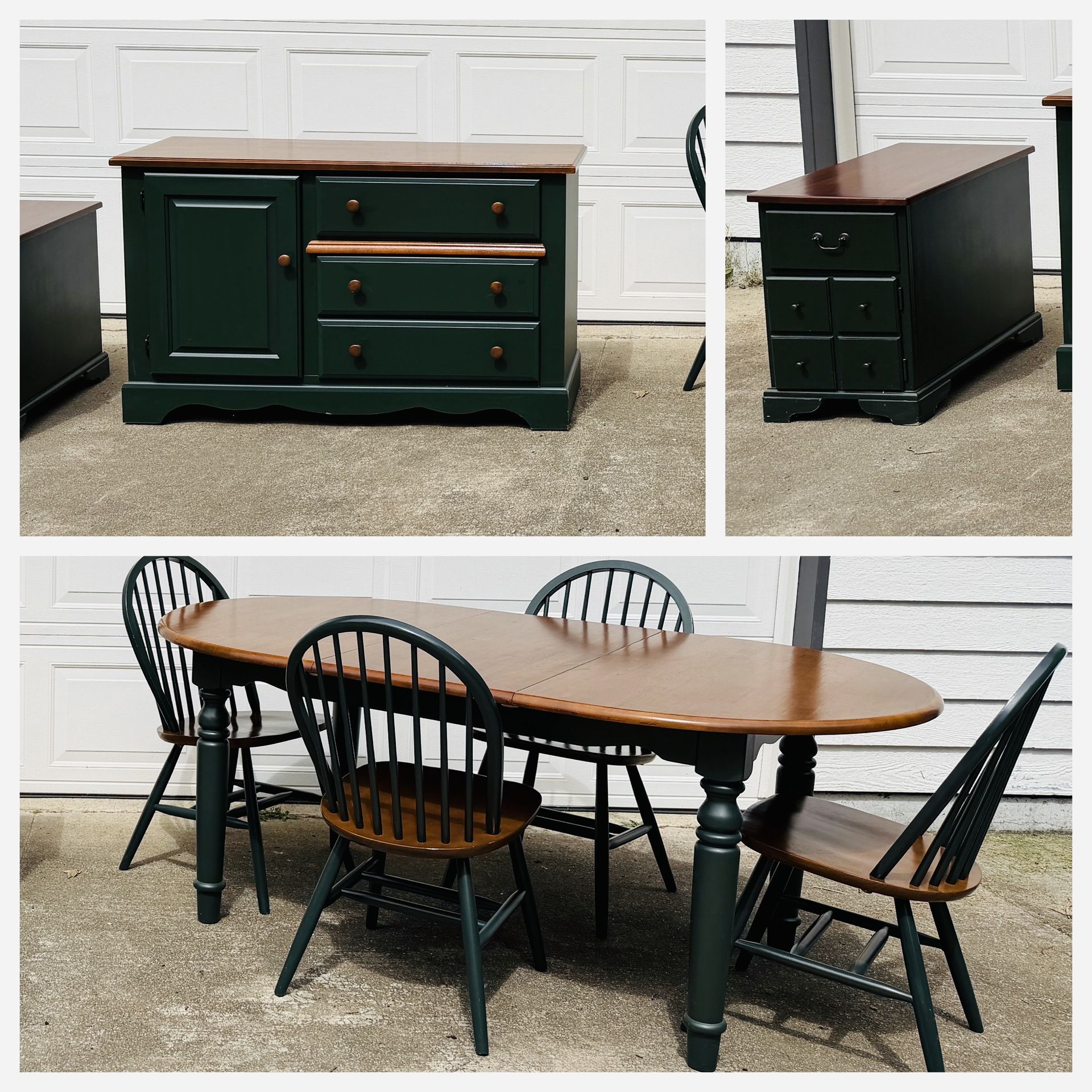 Vintage 1990s Oak Wood Dining Set, Dressers & End Table