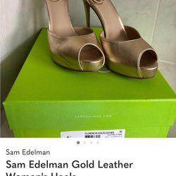 WOMENS SIZE 9 SAM EDELMAN FLORENCIA GOLD LEATHER HILLS