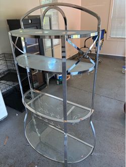 Metal and glass bar shelving