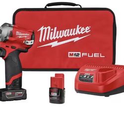 M12 FUEL 12V Lithium-Ion Brushless Cordless Stubby 3/8 in. Impact Wrench Kit with One 4.0 and One 2.0Ah Batteries