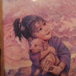 Native Girl With Puppy