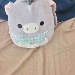 Squishmallow 8" Jason Gray Donkey Teal Gingham Bandana 2023 Easter Plush BNWT