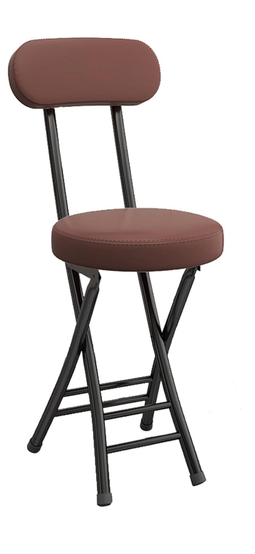 Folding Stool with Backrest,(Brown)