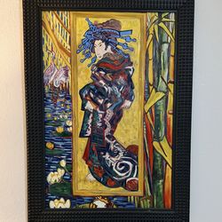 🌸 Elegant Japanese Geisha Wall Art – Large Framed Painting 30” x 40”