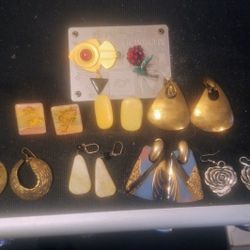 7 Vintage 1980s Pair Of Earrings, Vintage Gale  Rothstien  Broach, Abd 195Os Cherry Pin 