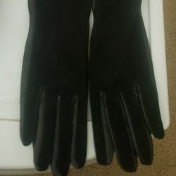 Women's Long Opera Genuine Suede Leather Gloves 