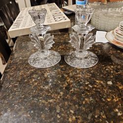Fostoria Baroque Crystal Candle Holders
