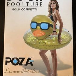 POZA Gold Duck Pool Tube with Gold Confetti