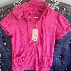 Pink Girls Top With Hoodie From Europe S/M