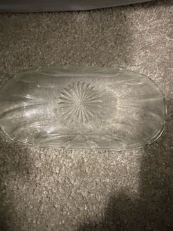 Two Clear Glass Oval Serving Dish