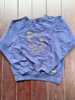 Oh Man! Navy Blue Praying Hands Graphic Sweatshirt Size S