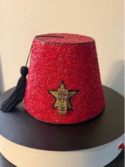 Kymm Bang 2015 Gravel Art Tiki Fez Hat Collectible Art Piece