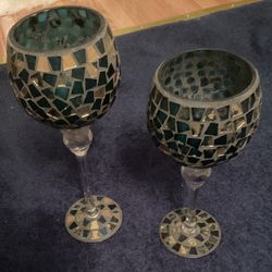 2 Glass Candle Holders