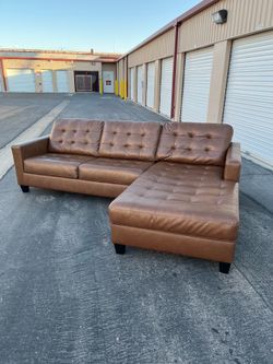 Ashley Furniture Tufted Leather Sectional Sofa ( can deliver for $10 )