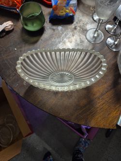 vintage ribbed glass bowl 