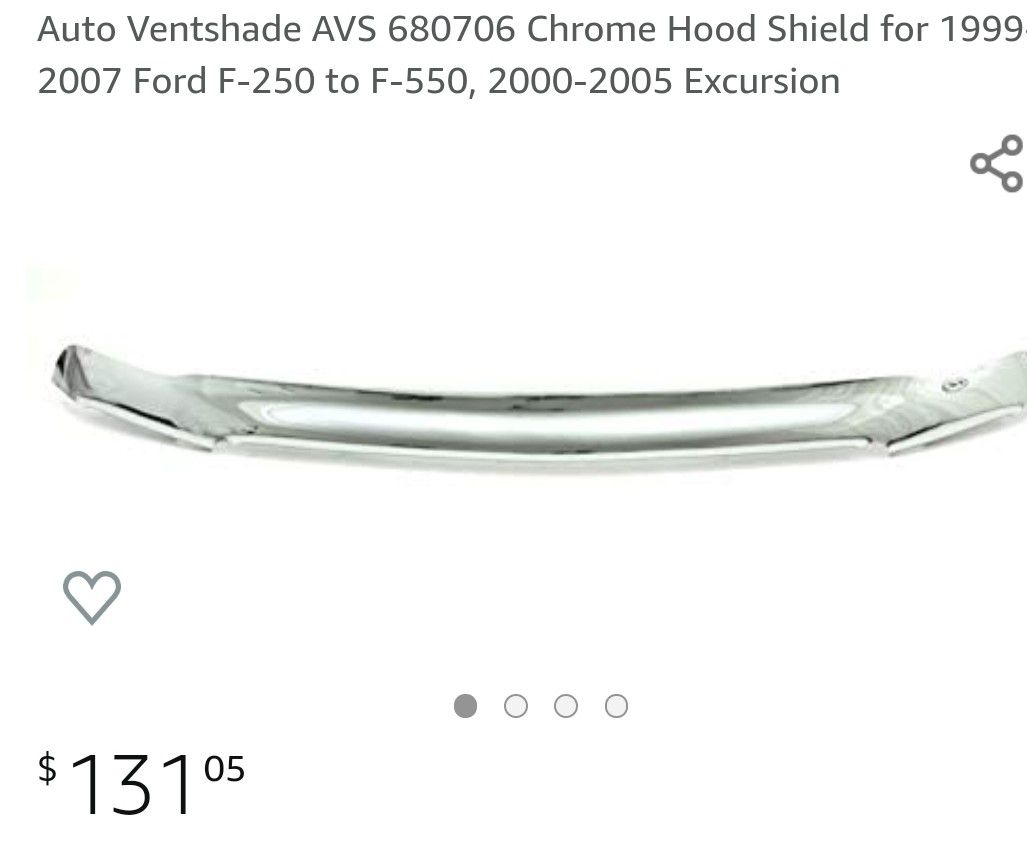 Auto Ventshade AVS 680706 Chrome Hood Shield for 1(contact info removed) Ford F-250 to F-550, 2000-2005 Excursion
